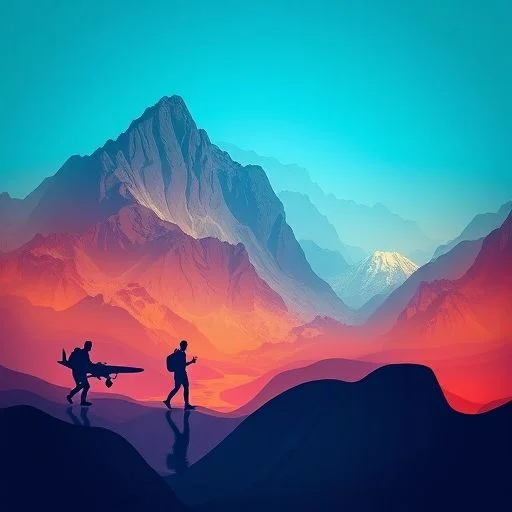 Stylized illustration of interconnected abstract elements representing steps in a journey